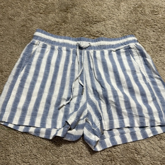 Gap Striped Linen Blend Womens Drawstring Shorts Elastic Waist Pockets Small - Picture 2 of 6